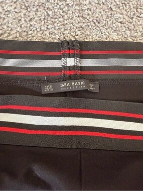 Zara Basic Black Skirt with Red and Gray Stripe Waistband Women’s XL